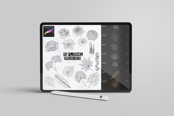 Download 15 Floral Stamp Brushes Procreate - Premium Resources