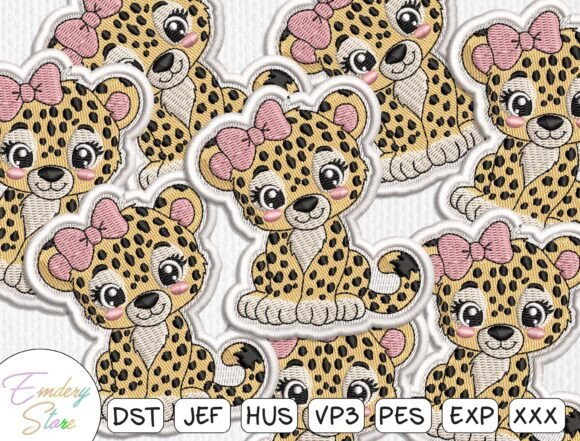Download Cute Leopard Embroidery Patch Design - Premium Resources