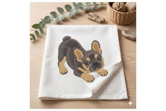 Download French Bulldog Puppy Hoop Kitchen Towel - Premium Resources